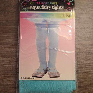 Girls Aqua Blue Shimmer Fairy Tights Costume Dance Dress Up Size 4-6/ Blue